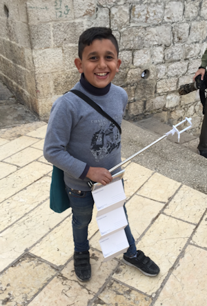 Working Hard Selling Postcards on the Mount of Olives