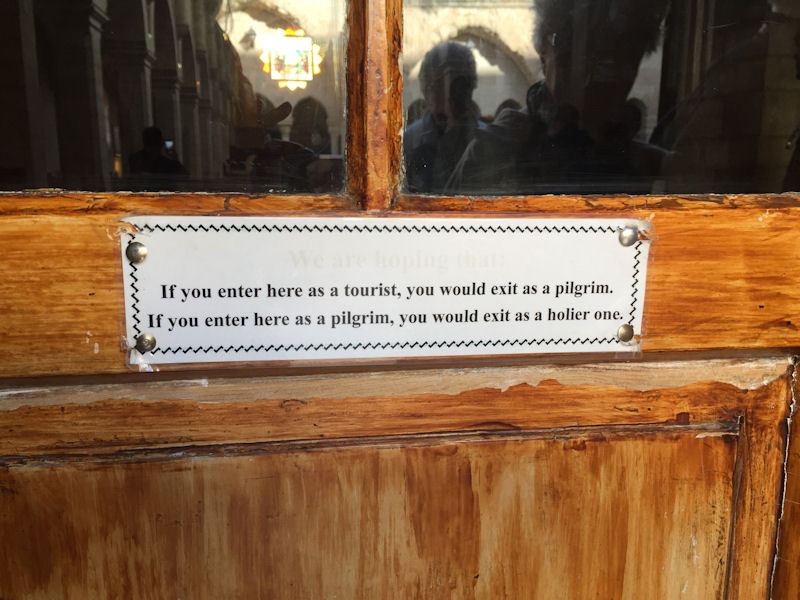 Sign on the Door of the Church of St. Catherine of Alexandria in Bethlehem