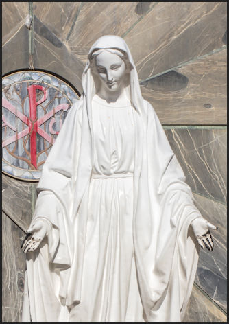 The Virgin Mary Statue in the Court Yard of The Church of the Annunciation in Nazareth, Israel
